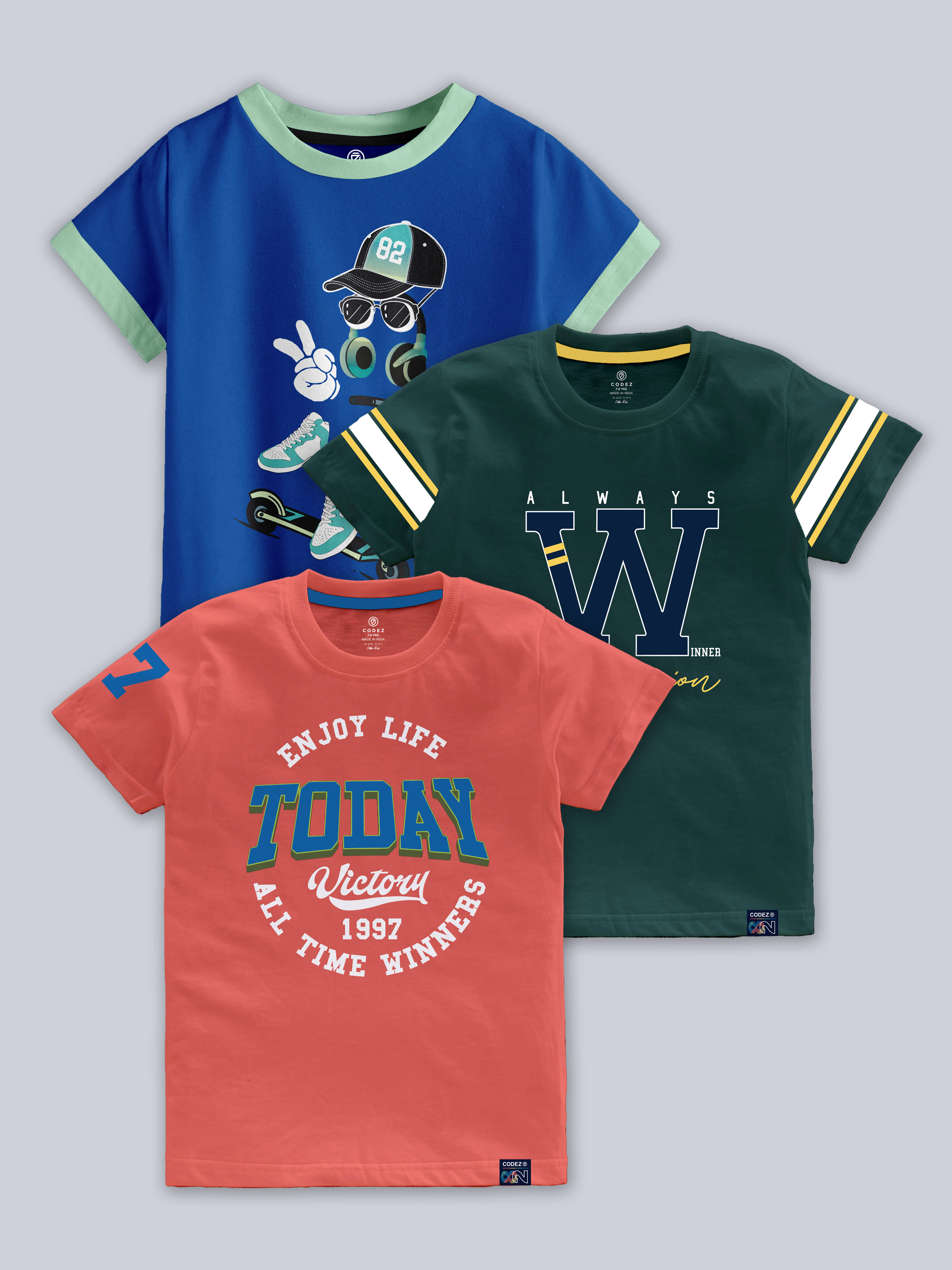     			CODEZ Pack of 1 Boys Cotton Blend Polo T-Shirt ( Multicolor )