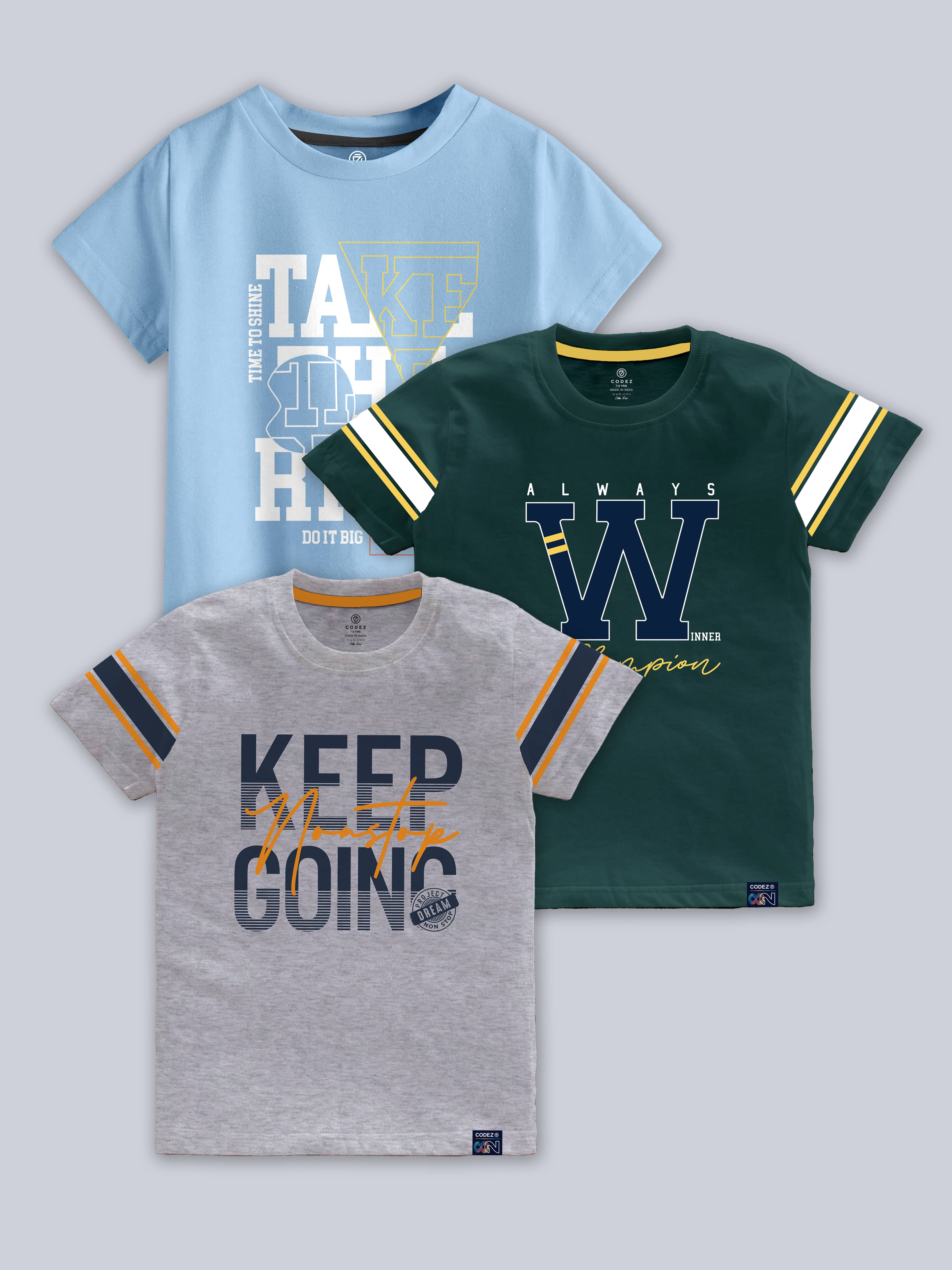     			CODEZ Pack of 3 Boys Cotton Blend T-Shirt ( Multicolor )