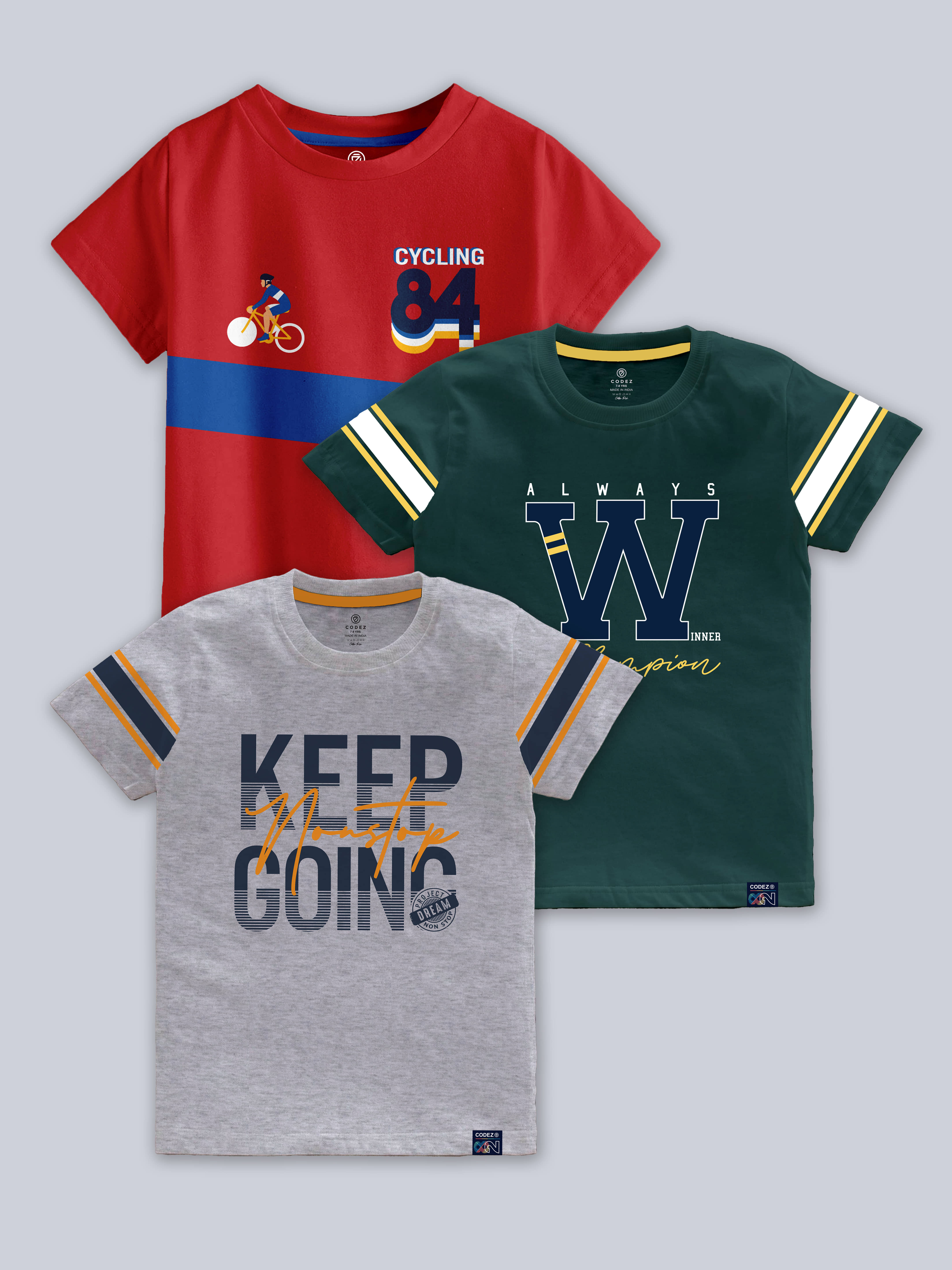 CODEZ Pack of 1 Boys Cotton Blend T-Shirt ( Multicolor )
