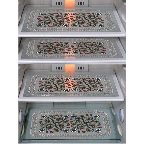Crosmo PVC Floral Fridge Mats ( 43 29 ) Pack of 4 - Multicolor
