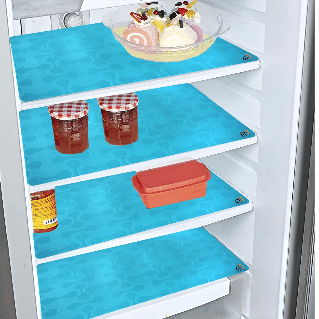     			Crosmo PVC Solid Fridge Mats ( 30 45 ) Pack of 4 - Blue