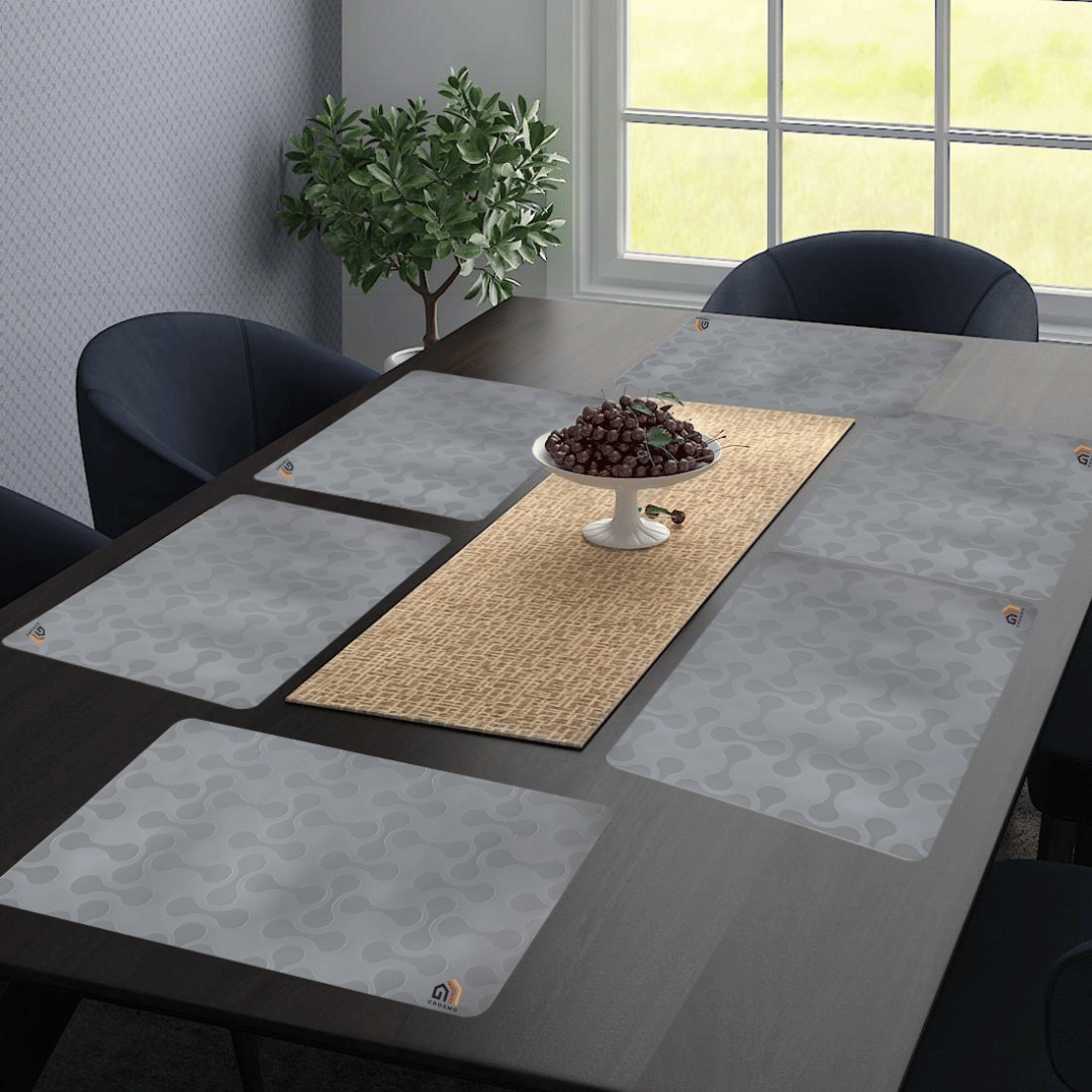 Crosmo PVC Solid Fridge Mats ( 30 45 ) Pack of 6 - Gray