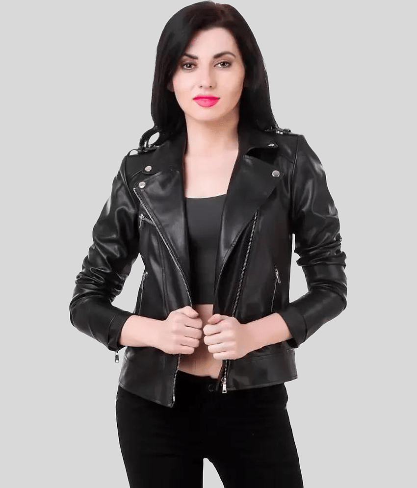 GARMADIAN - Faux Leather Black Biker Jacket