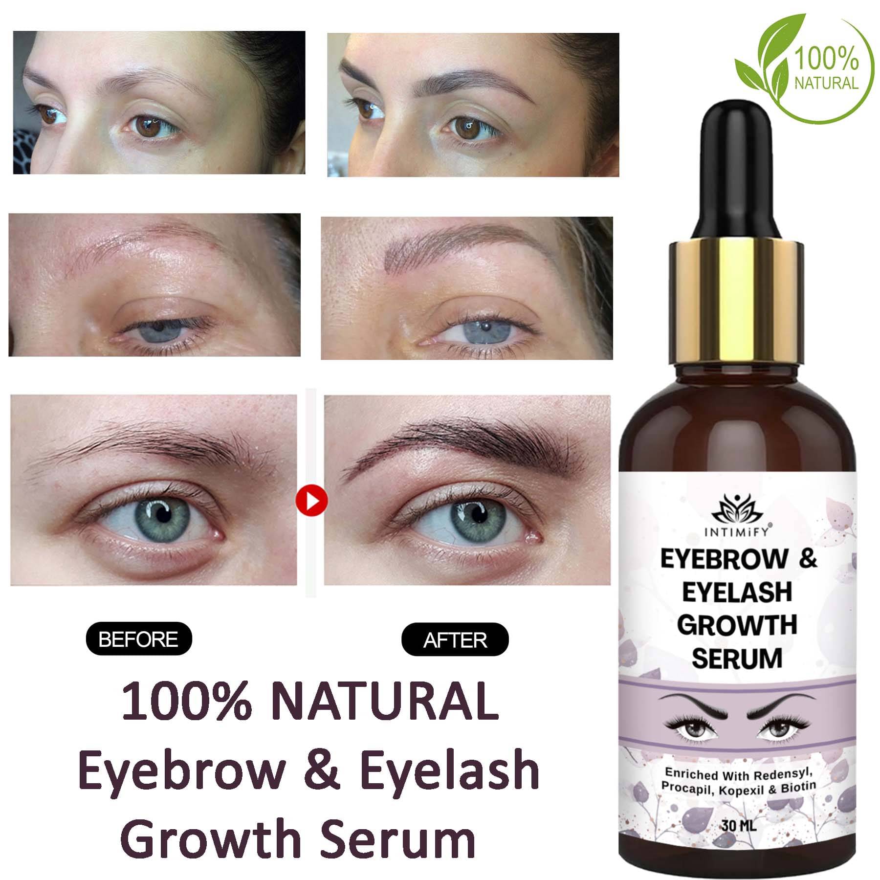    			Intimify Eyebrow & EyeLash Growth Serum, Eyebrow Growth Oil, Eyelash Serum, 30ml