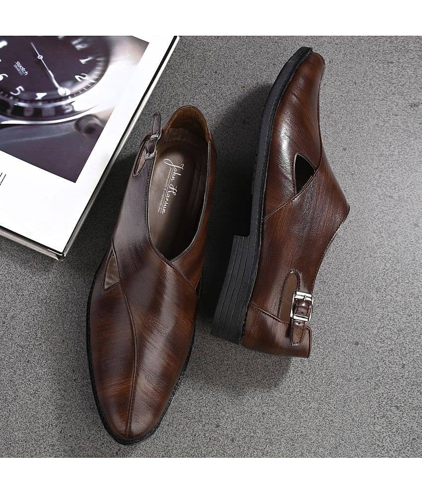 John Karsun Brown Men's Mojaris - Ethnic Shoes | Buy online on ZillyBuy