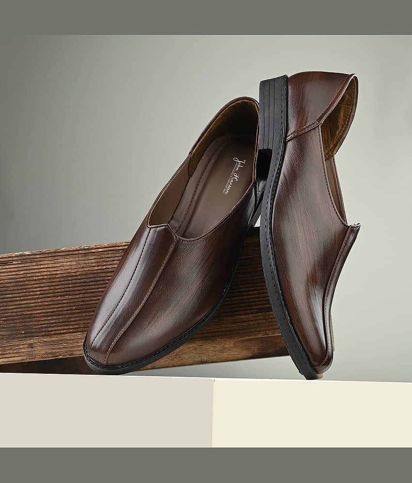 John Karsun Brown Men's Mojaris - Ethnic Shoes | Buy online on ZillyBuy