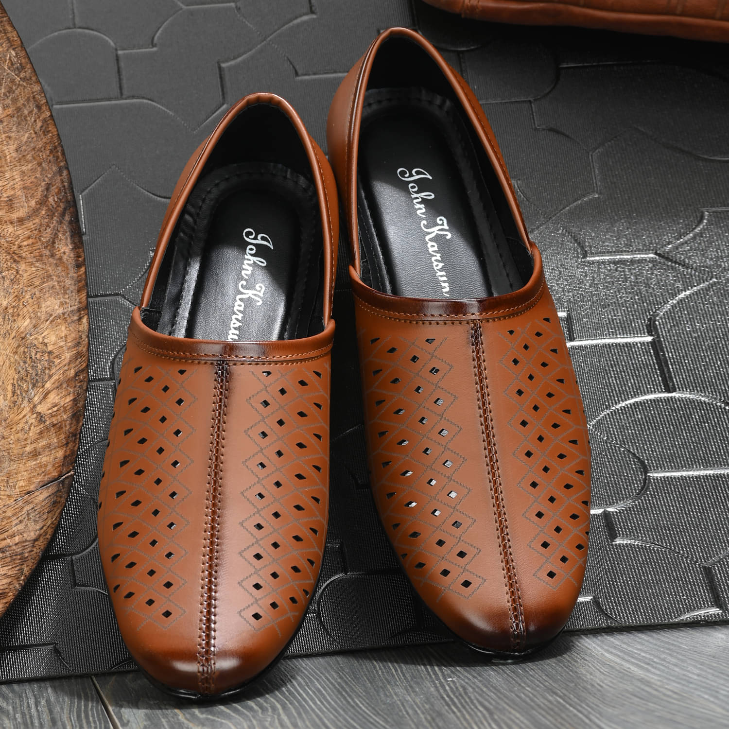     			John Karsun Tan Men's Slip on