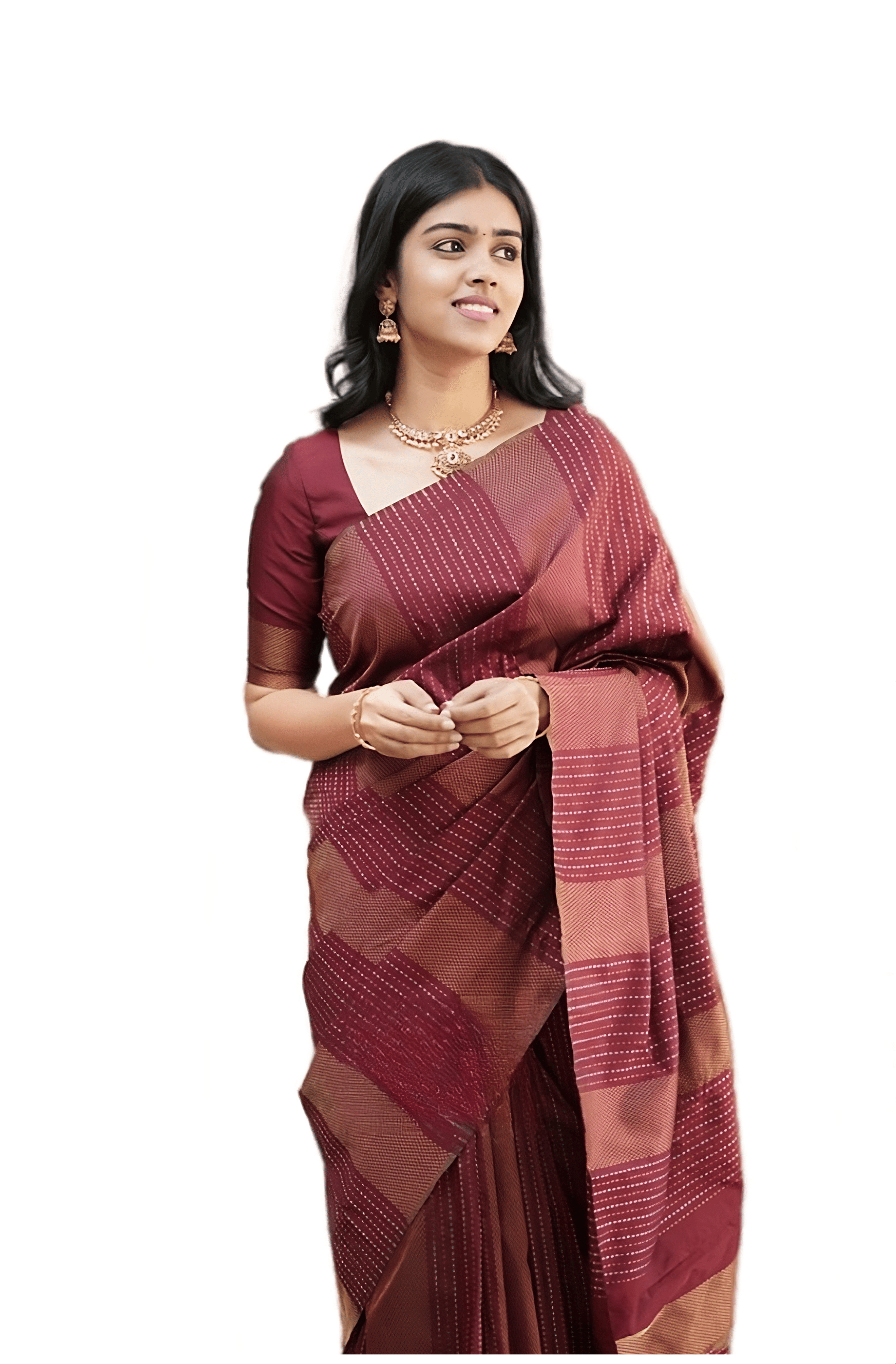     			Sidhidata Banarasi Silk Self Design Saree With Unstitched Blouse Piece ( Maroon )