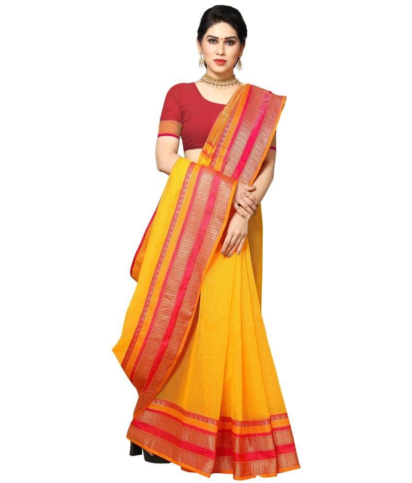     			Sidhidata Cotton Woven Saree With Unstitched Blouse Piece ( Gold )
