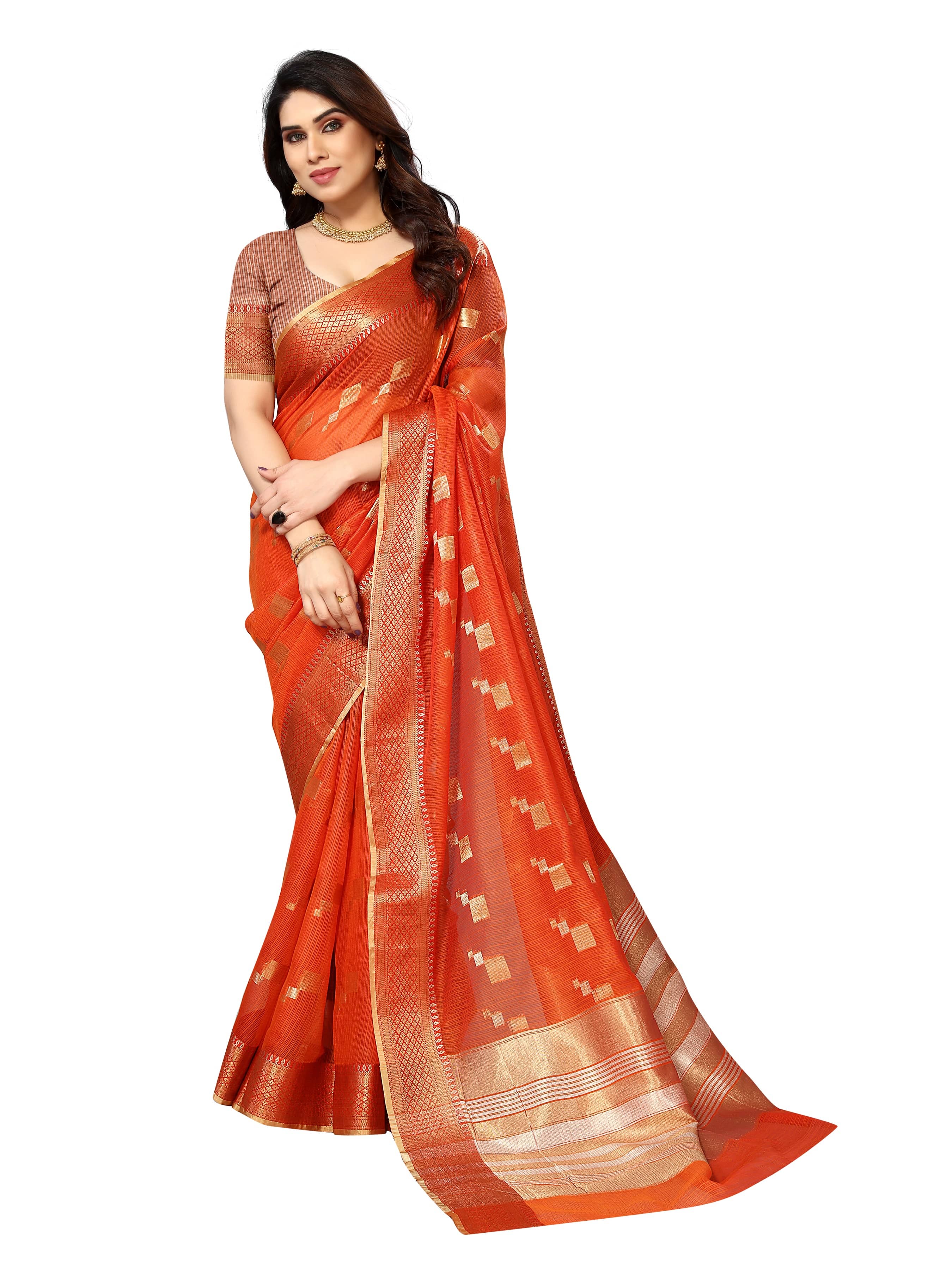 Sidhidata Cotton Woven Saree With Unstitched Blouse Piece ( Multicolour ) - Sarees | Buy online on ZillyBuy