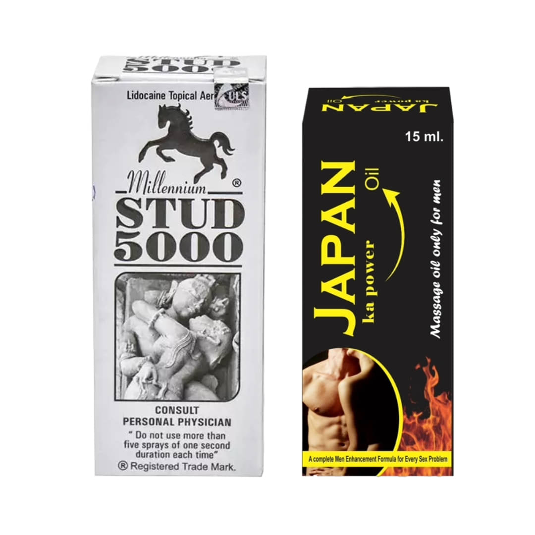     			Stud 5000 Delay Spray for Men 20gm Pack with Ayurvedic Japan Ka Power Oil Massage Oil for Men 15ml Combo