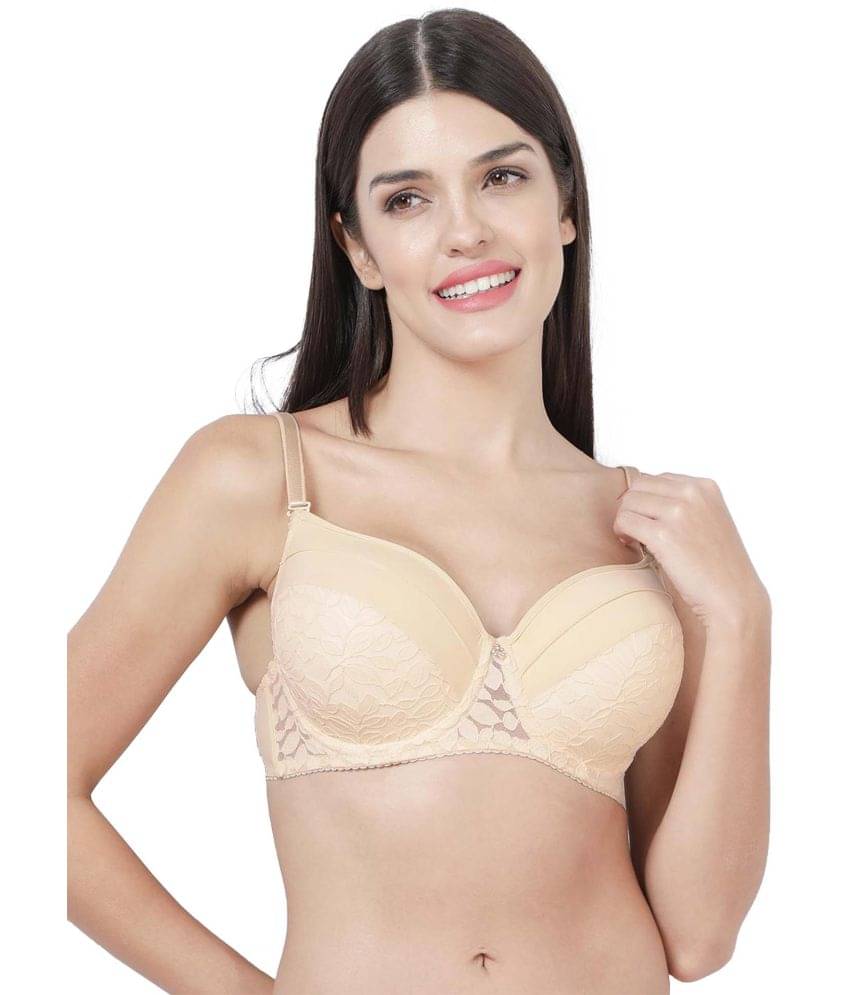 Susie Nylon Women's Balconette Bra ( Beige ) S048-PearledIvory Susie Nylon Women's Balconette Bra ( Beige ) S048-PearledIvory