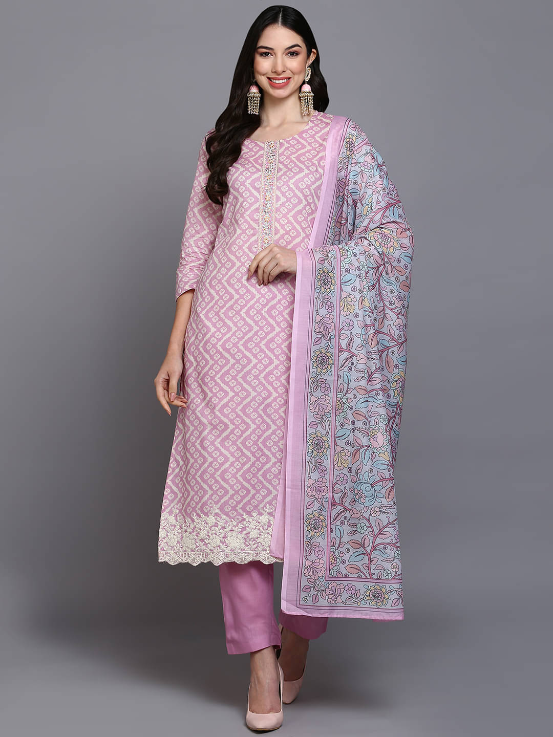 Vaamsi Rayon Printed Kurti With Pants Women's Stitched Salwar Suit - Pink ( Pack of 1 ) Vaamsi Rayon Printed Kurti With Pants Women's Stitched Salwar Suit - Pink ( Pack of 1 )