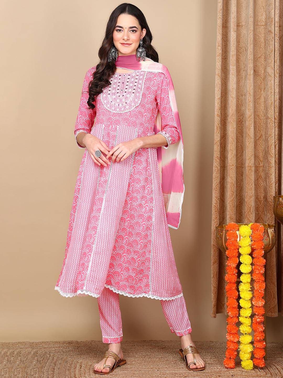 Vaamsi Viscose Embroidered Kurti With Pants Women's Stitched Salwar Suit - Coral ( Pack of 1 ) Vaamsi Viscose Embroidered Kurti With Pants Women's Stitched Salwar Suit - Coral ( Pack of 1 )