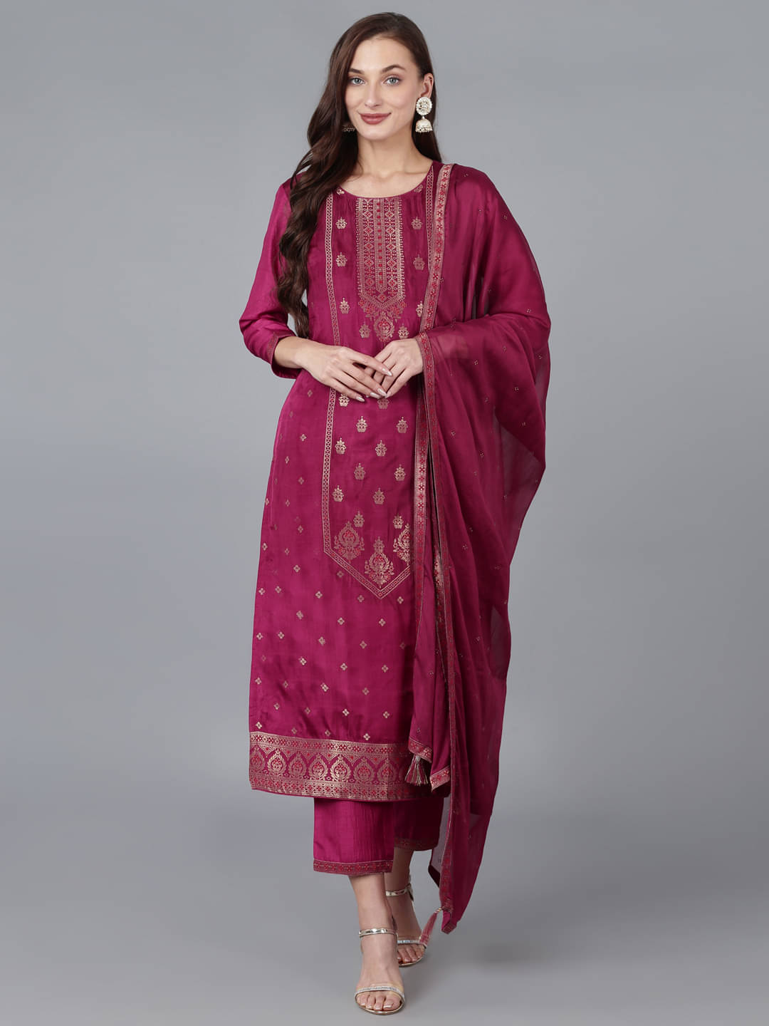 Vaamsi Viscose Self Design Kurti With Pants Women's Stitched Salwar Suit - Burgundy ( Pack of 1 ) Vaamsi Viscose Self Design Kurti With Pants Women's Stitched Salwar Suit - Burgundy ( Pack of 1 )