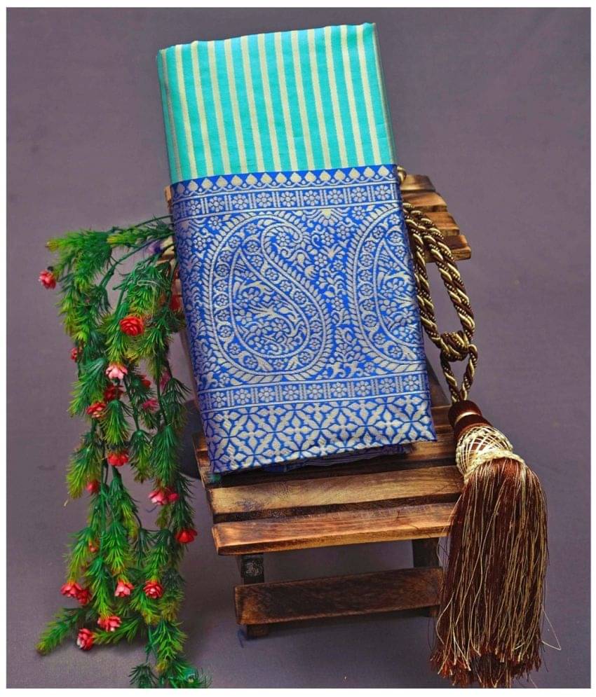 A TO Z CART Banarasi Silk Embellished Saree With Unstitched Blouse Piece ( SkyBlue ) A TO Z CART Banarasi Silk Embellished Saree With Unstitched Blouse Piece ( SkyBlue )