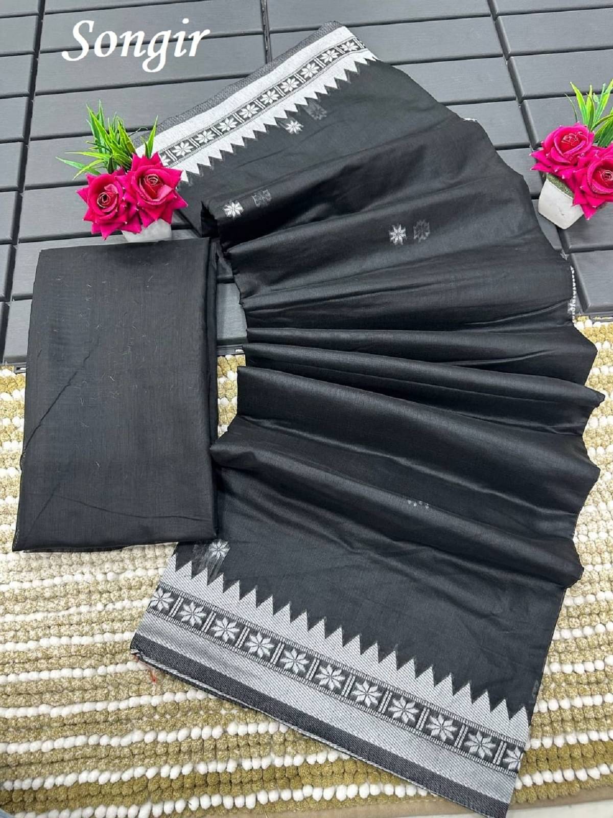 A TO Z CART Banarasi Silk Embellished Saree With Unstitched Blouse Piece ( Black ) A TO Z CART Banarasi Silk Embellished Saree With Unstitched Blouse Piece ( Black )