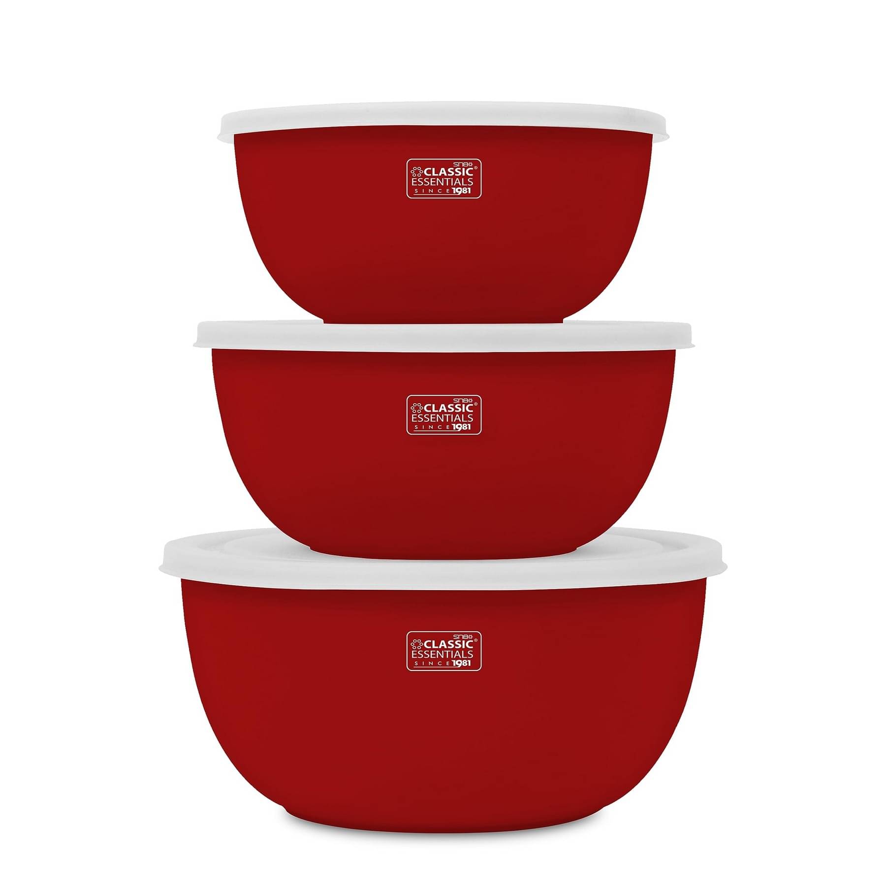 Classic Essentials Microwave Safe Bowls Steel Red Food Container ( Set of 3 ) Classic Essentials Microwave Safe Bowls Steel Red Food Container ( Set of 3 )