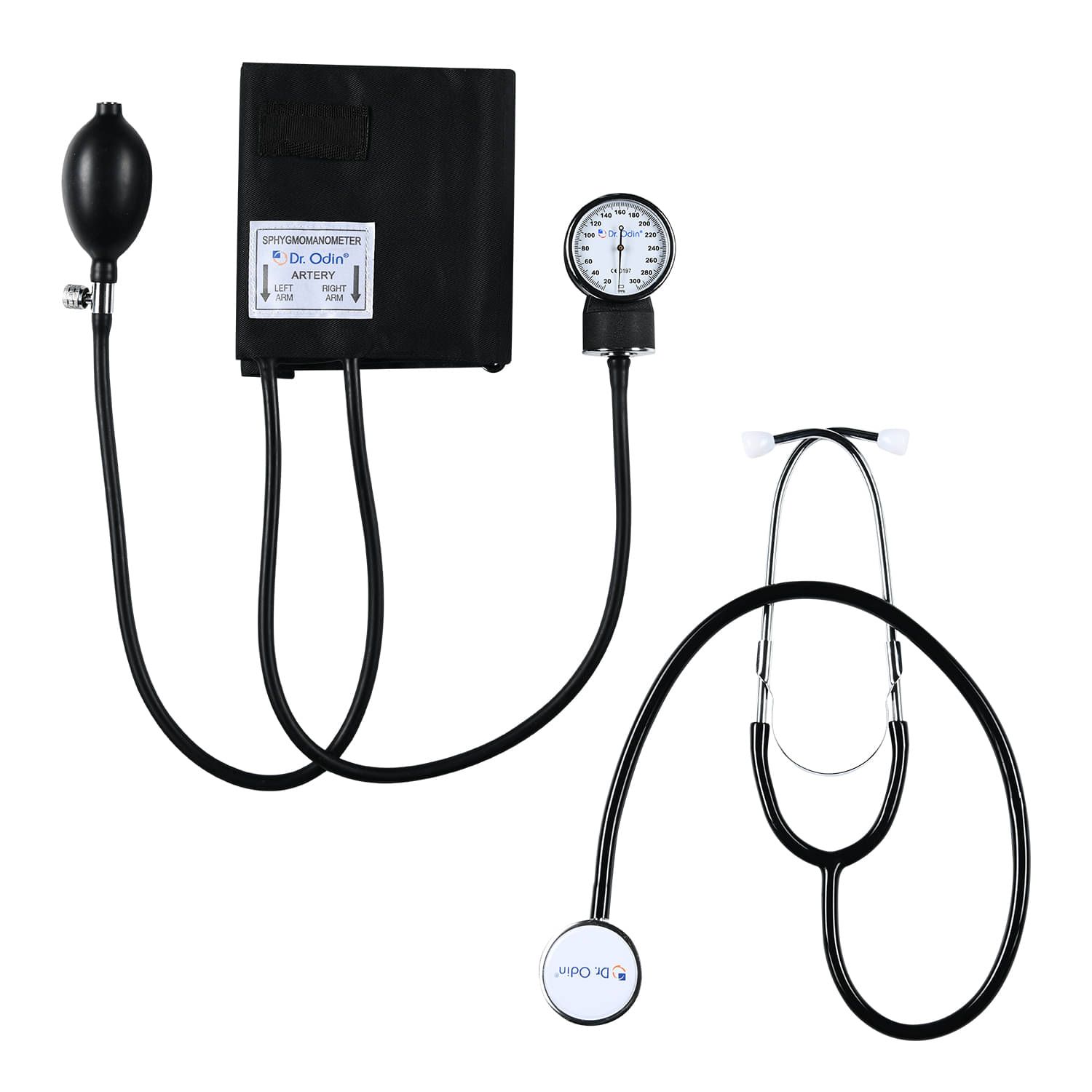 Dr. Odin Aneroid Sphygmomanometer OAS102 Aneroid gauge Adult-size cuff with D-Ring (Pack of 1)     			Dr. Odin Aneroid Sphygmomanometer OAS102 Aneroid gauge Adult-size cuff with D-Ring (Pack of 1)