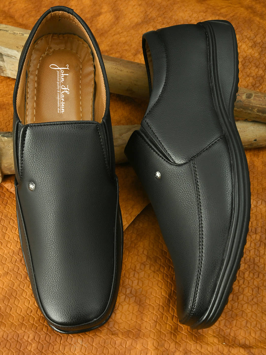 John Karsun Black Men's Slip On Formal Shoes - Formal Shoes | Buy online on ZillyBuy