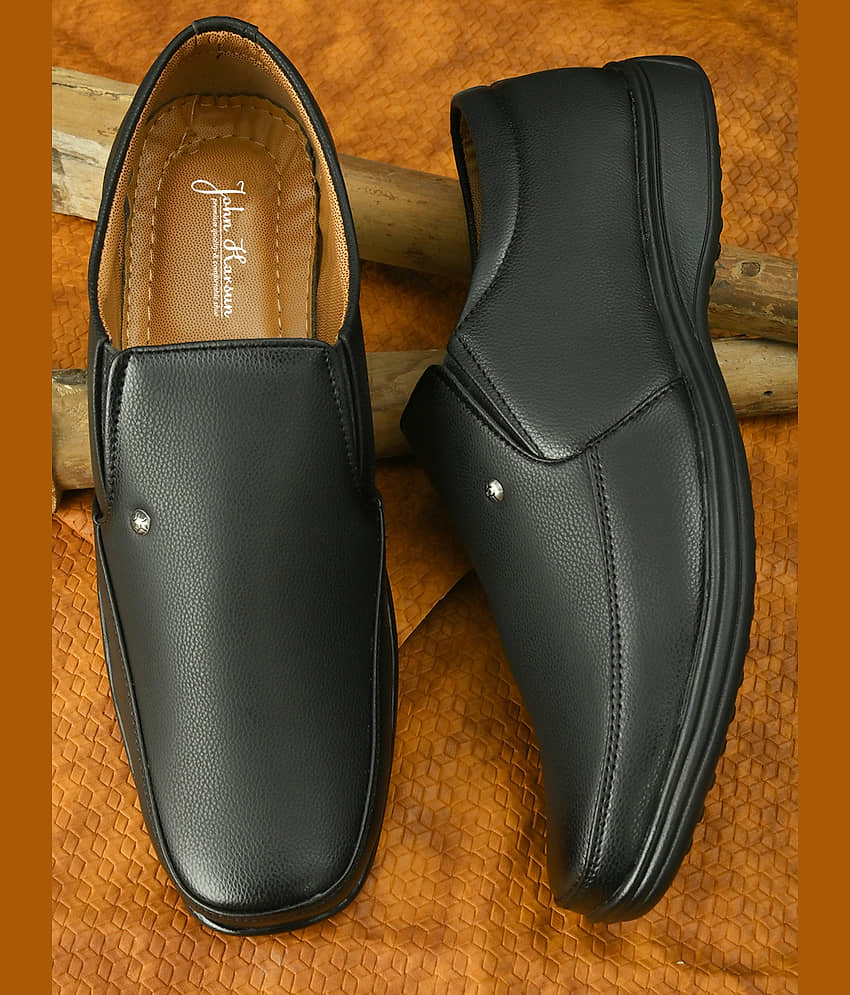 John Karsun Black Men's Slip On Formal Shoes - Formal Shoes | Buy online on ZillyBuy