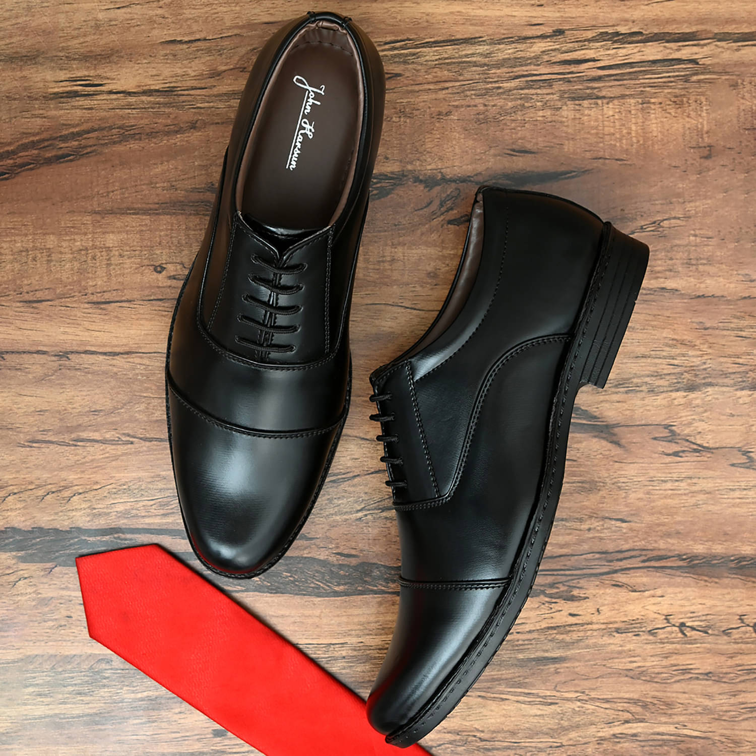     			John Karsun Black Men's Oxford Formal Shoes