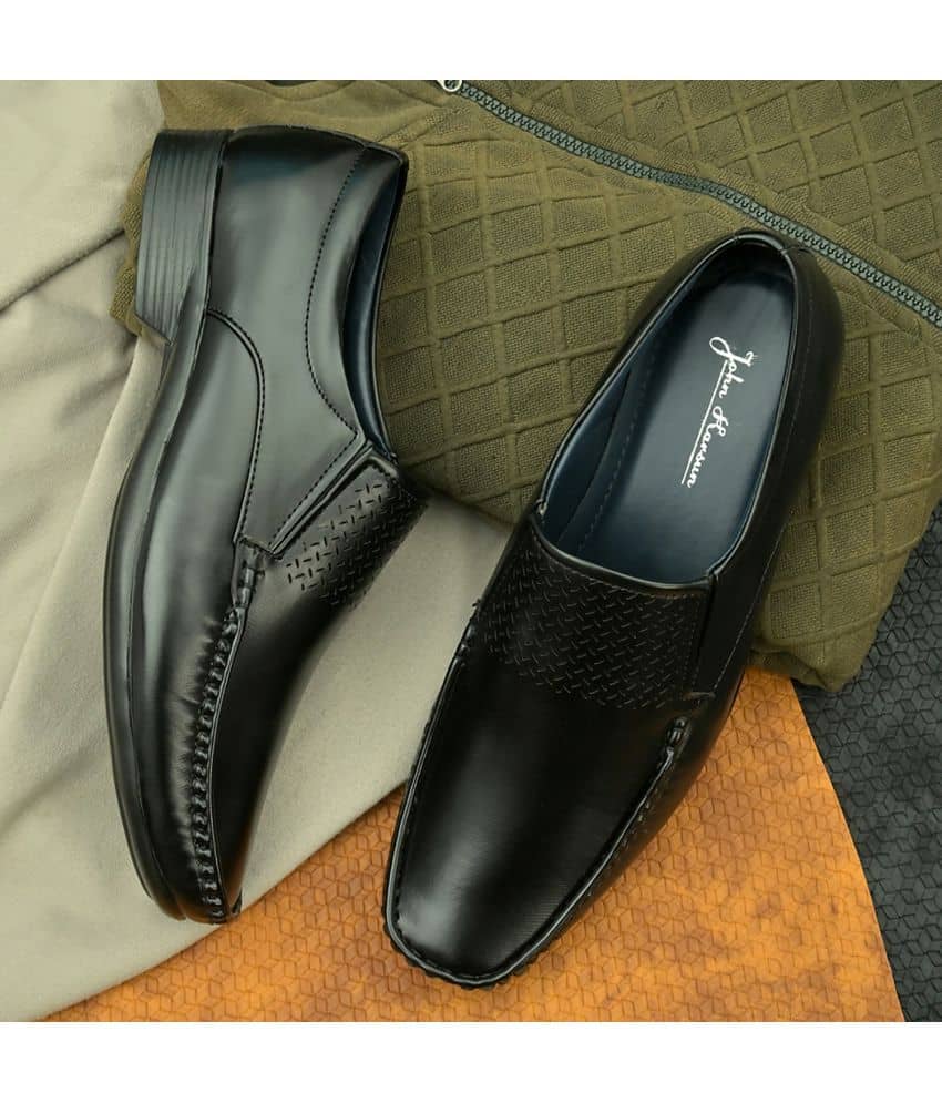John Karsun Black Men's Slip On Formal Shoes - Formal Shoes | Buy online on ZillyBuy