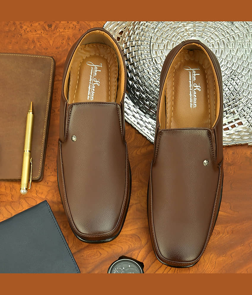 John Karsun Brown Men's Slip On Formal Shoes - Formal Shoes | Buy online on ZillyBuy
