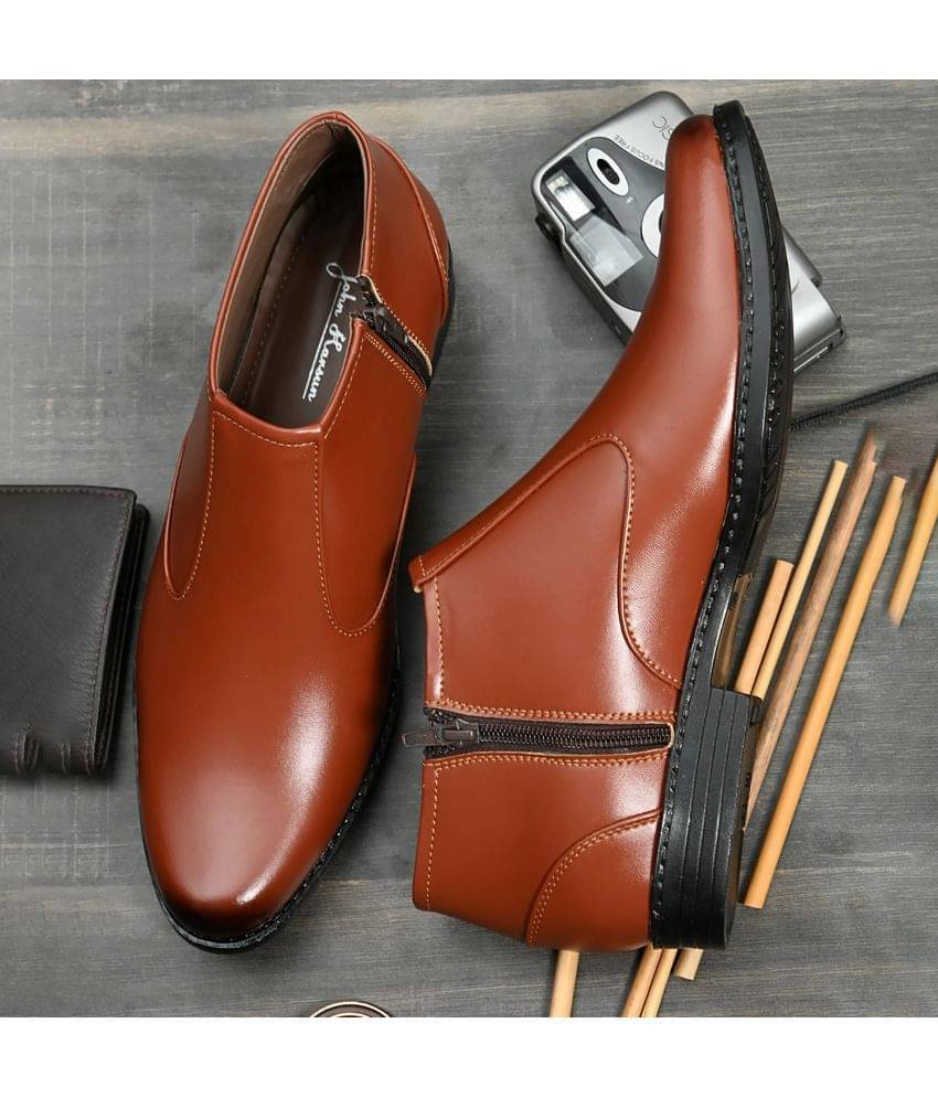 John Karsun Tan Men's Slip On Formal Shoes     			John Karsun Tan Men's Slip On Formal Shoes