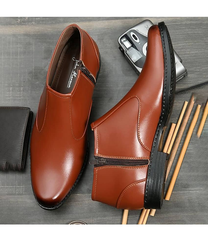 John Karsun Tan Men's Slip On Formal Shoes - Formal Shoes | Buy online on ZillyBuy