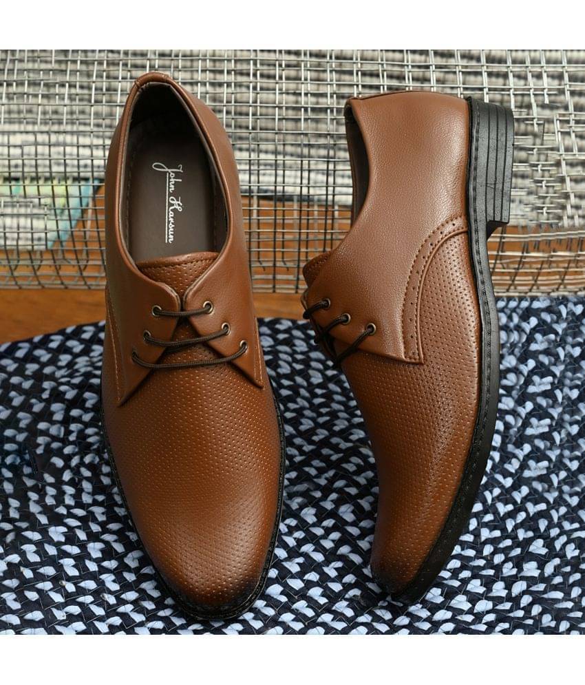     			John Karsun Tan Men's Derby Formal Shoes