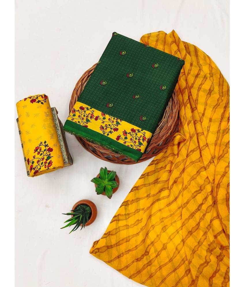     			Kashvi Unstitched Crepe Printed Dress Material - Green ( Pack of 1 )