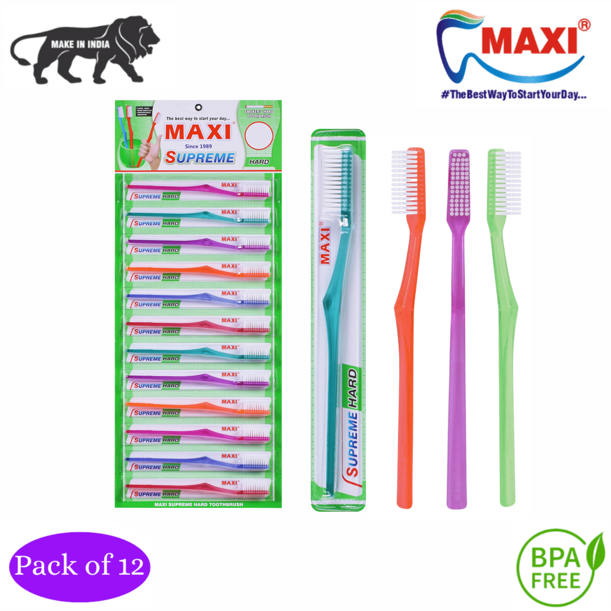     			Maxi Supreme Hard Toothbrush(Pack Of 12)