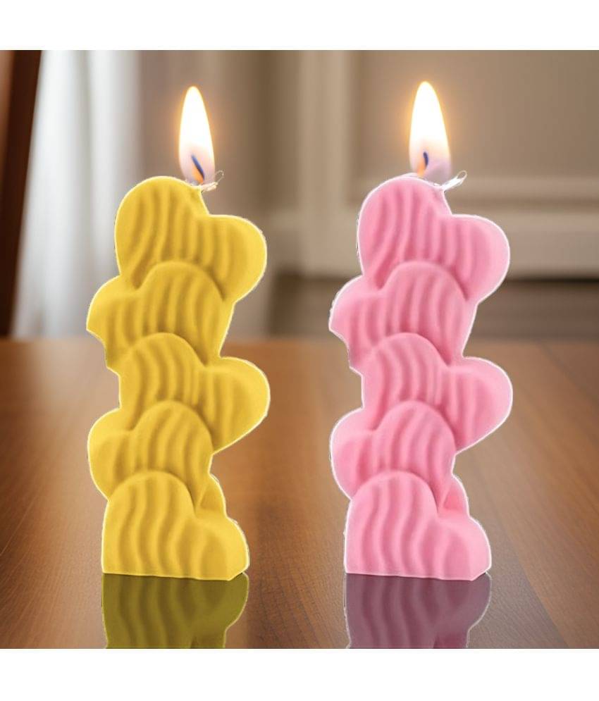     			SS ENTERPRISE Multicolour Pillar Candle 5 cm ( Pack of 2 )