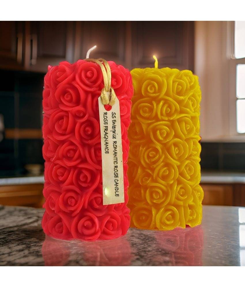     			SS ENTERPRISE Multicolour Pillar Candle 5 cm ( Pack of 2 )
