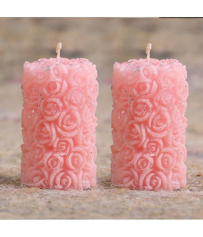     			SS ENTERPRISE Pink Pillar Candle 5 cm ( Pack of 2 )