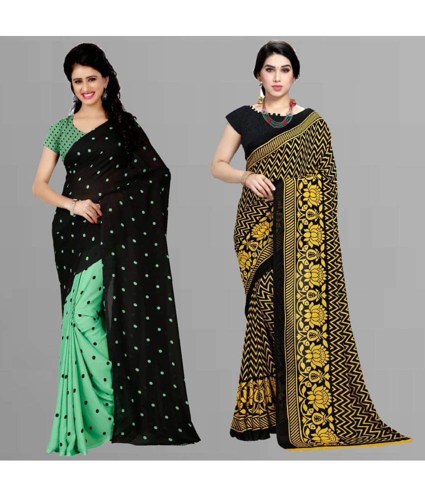 ANAND SAREES Georgette Printed Saree With Unstitched Blouse Piece ( Multicolour ) ANAND SAREES Georgette Printed Saree With Unstitched Blouse Piece ( Multicolour )