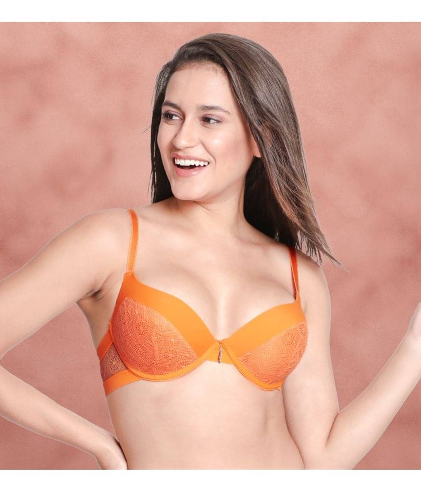 Susie Nylon Women's Push Up Bra ( Orange ) S001-Marigold Susie Nylon Women's Push Up Bra ( Orange ) S001-Marigold
