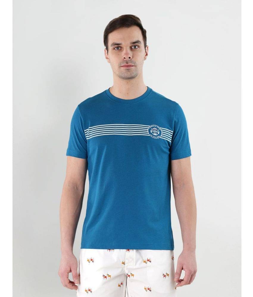     			U.S. Polo Assn. Cotton Regular Fit Striped Half Sleeves Men's T-Shirt - Blue ( Pack of 1 )