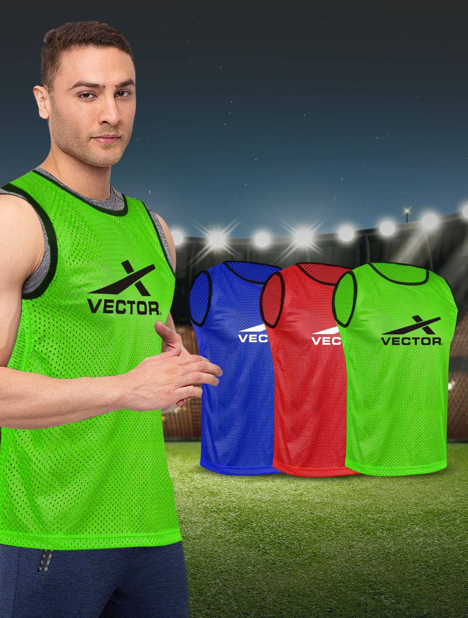     			VECTOR X VX-BIBS Pack of 3 Football, Hockey Bib (Multi-Color)