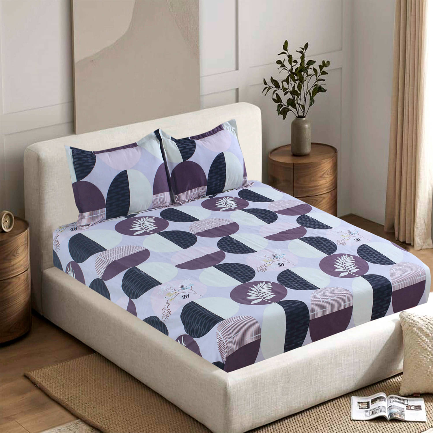     			Valtellina Cotton 1 Double Bedsheet with 2 Pillow Covers ( Multicolor )