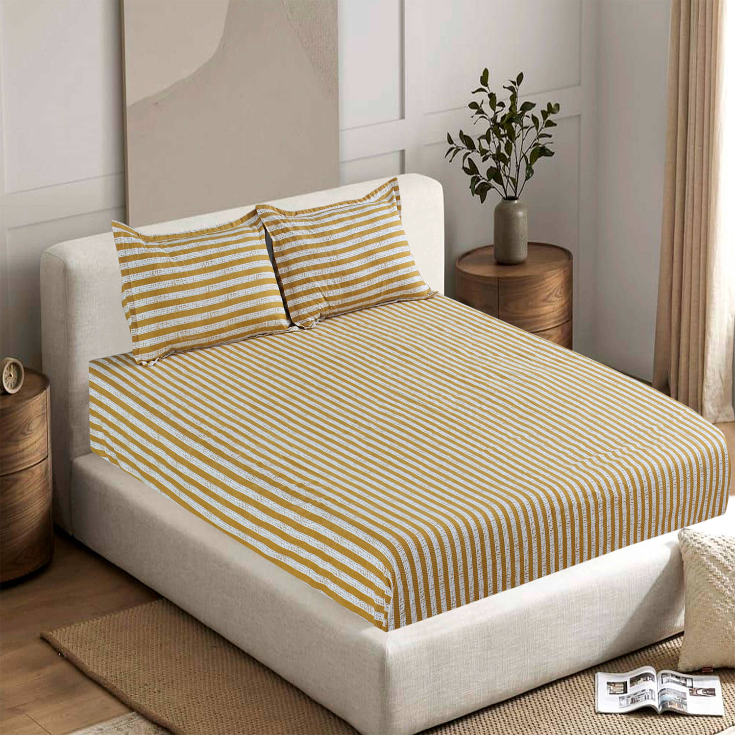 Valtellina Cotton 1 Double Bedsheet with 2 Pillow Covers ( Brown ) Valtellina Cotton 1 Double Bedsheet with 2 Pillow Covers ( Brown )