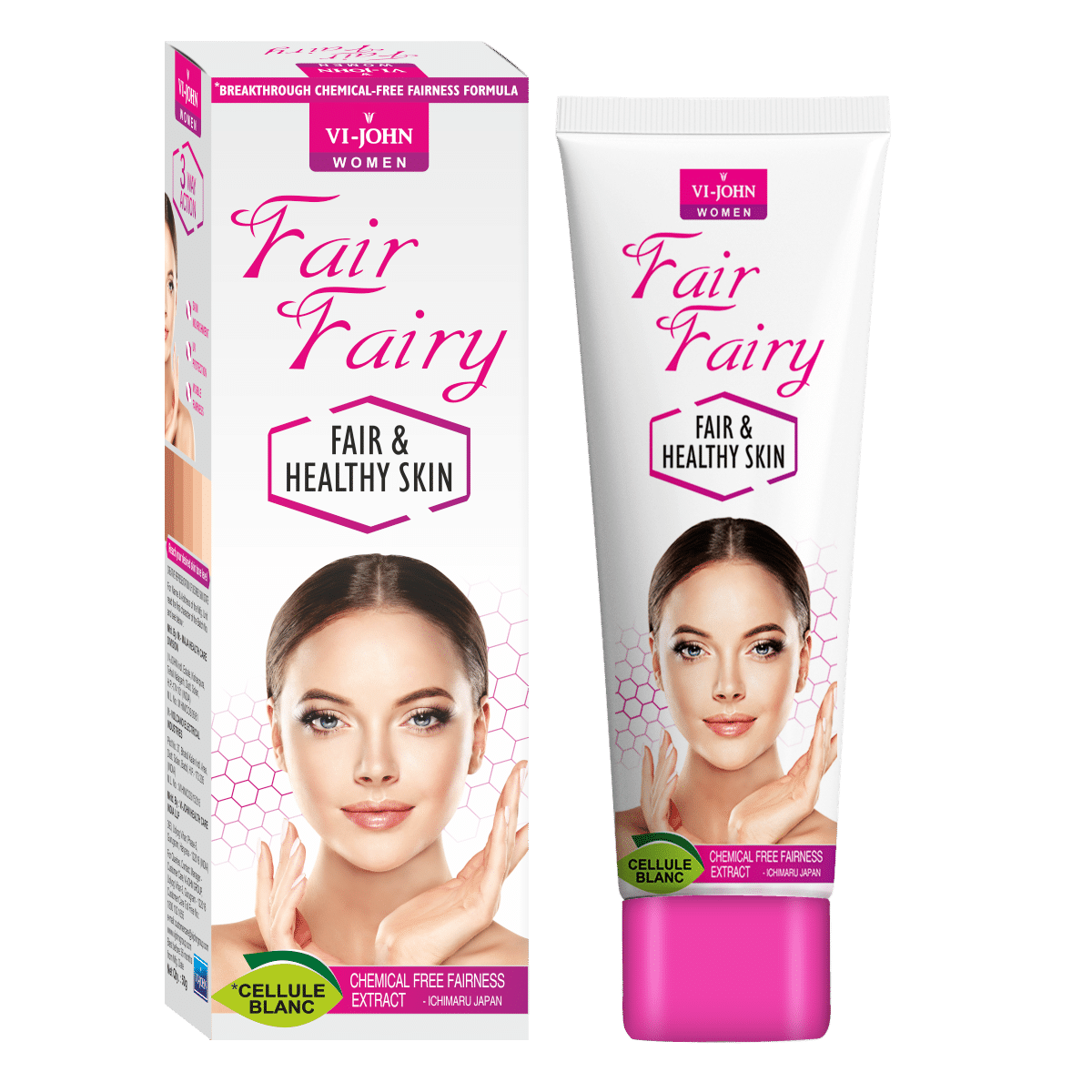VI-JOHN Fair & Fairy Fairness & Brightening Cream UV Protection 50g Each (200g) - Pack of 4 VI-JOHN Fair & Fairy Fairness & Brightening Cream UV Protection 50g Each (200g) - Pack of 4