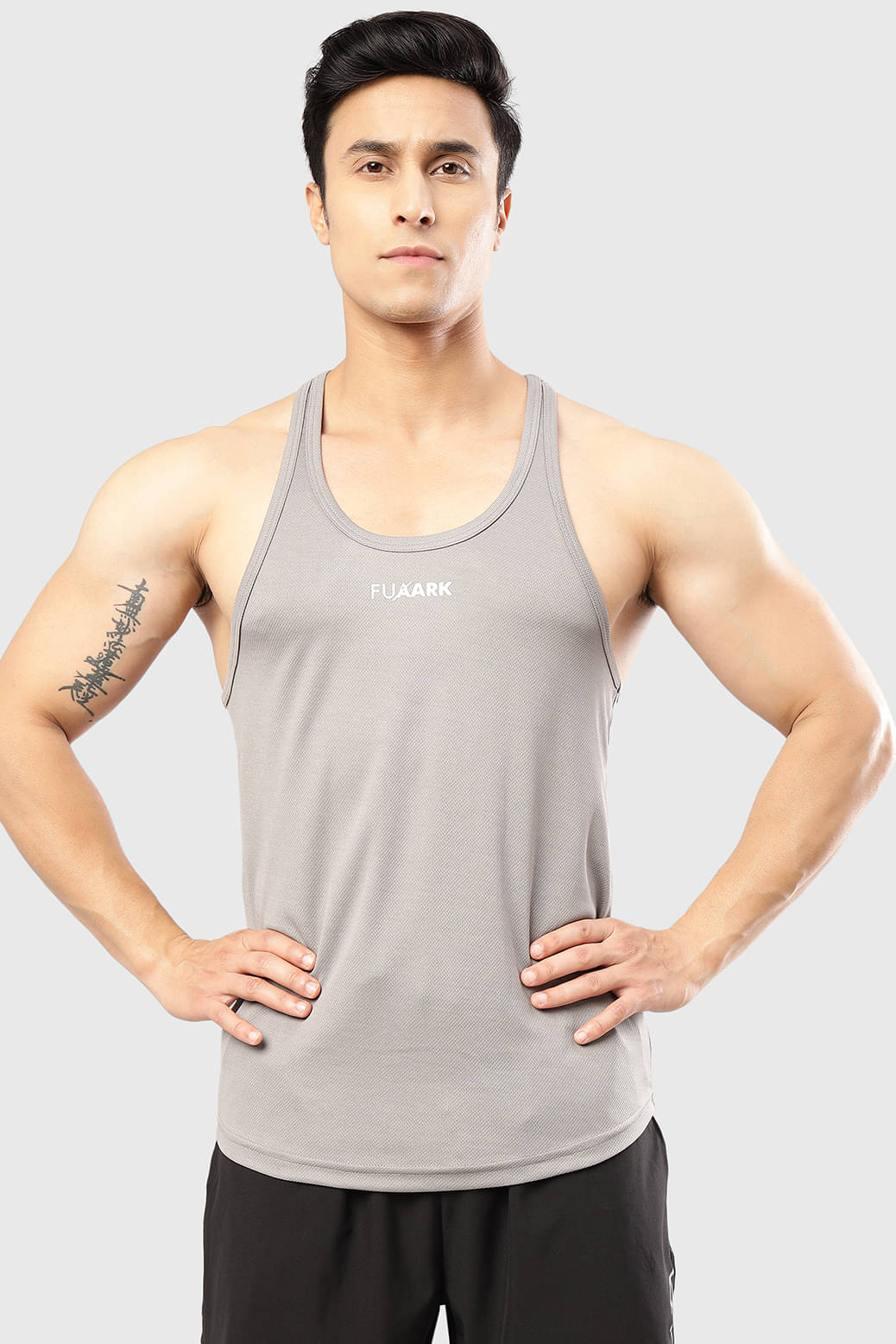     			Fuaark Pack of 1 Polyester Gym Vest For Men ( Light Grey )