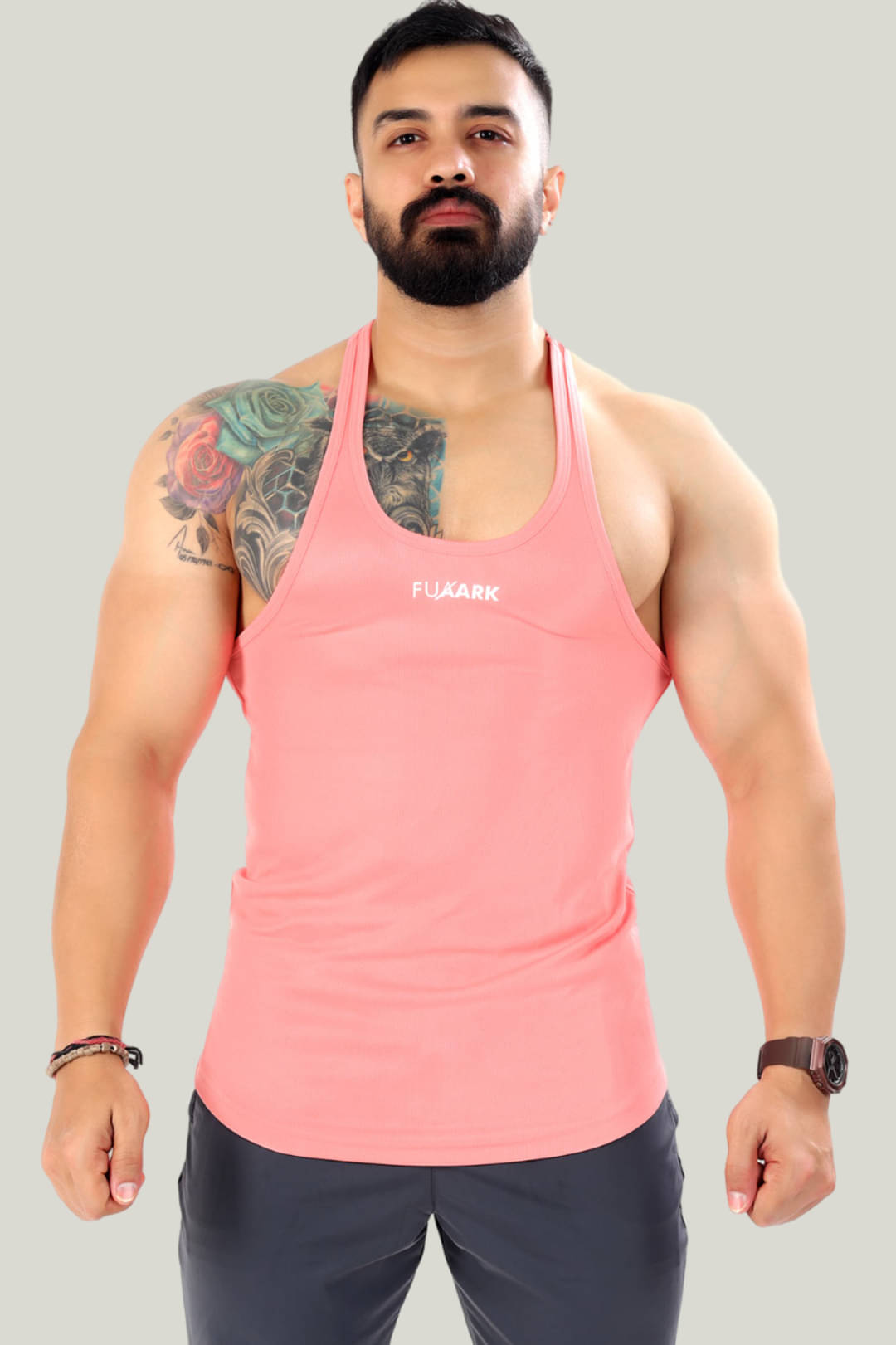 Fuaark Pack of 1 Polyester Gym Vest For Men ( Pink ) Fuaark Pack of 1 Polyester Gym Vest For Men ( Pink )