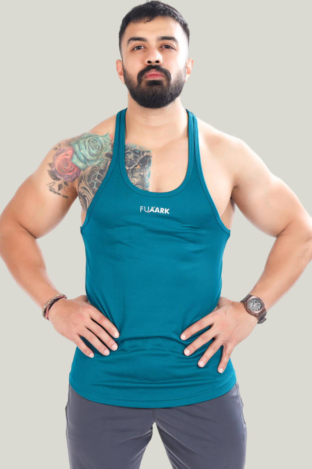 Fuaark Pack of 1 Polyester Gym Vest For Men ( Teal ) Fuaark Pack of 1 Polyester Gym Vest For Men ( Teal )
