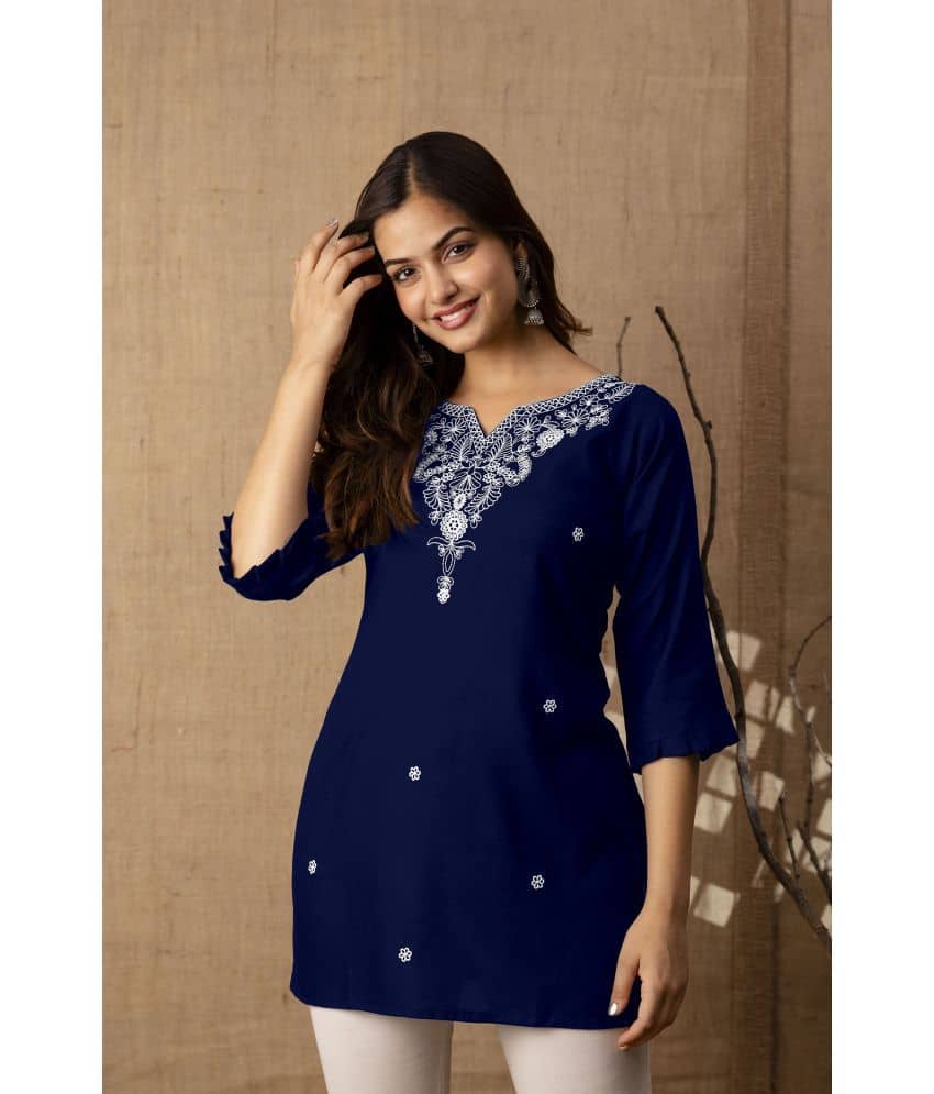 Kapadia Women's Rayon Regular Top ( Blue )