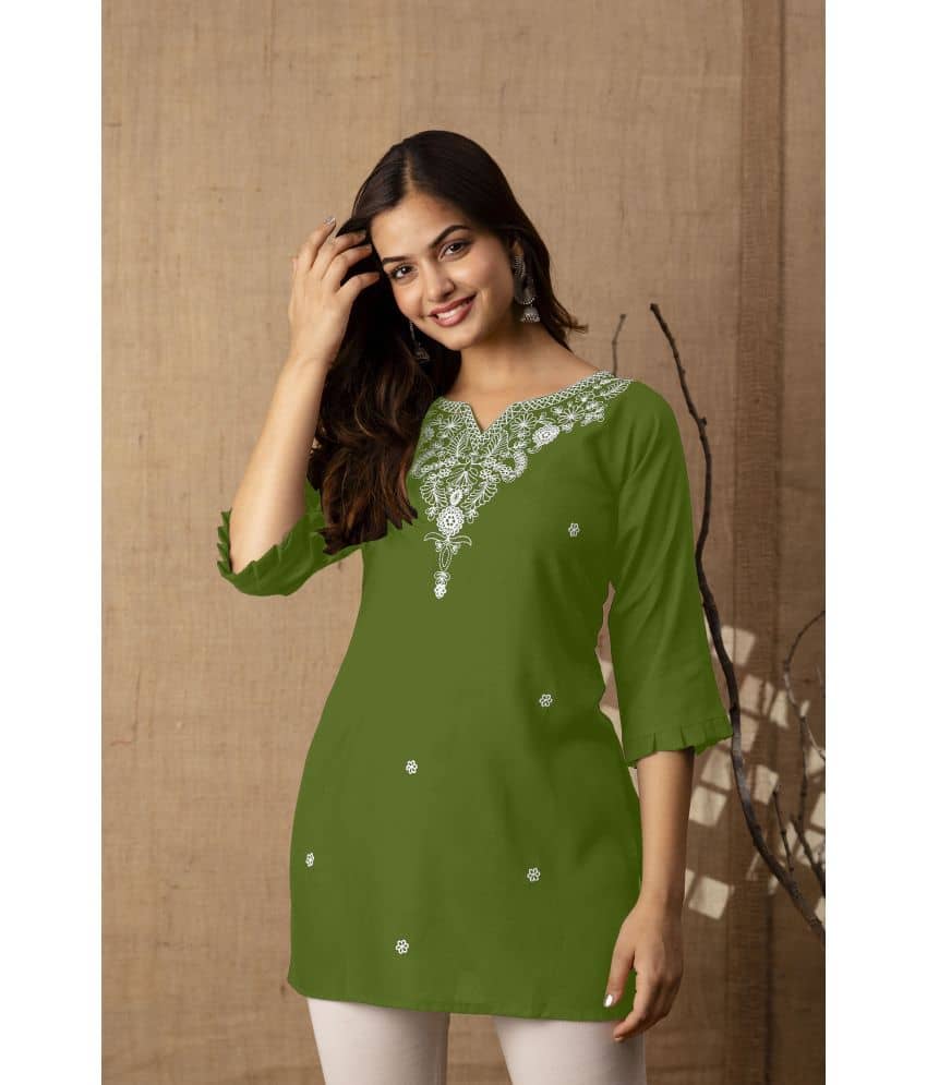 Kapadia Women's Rayon Regular Top ( Green )