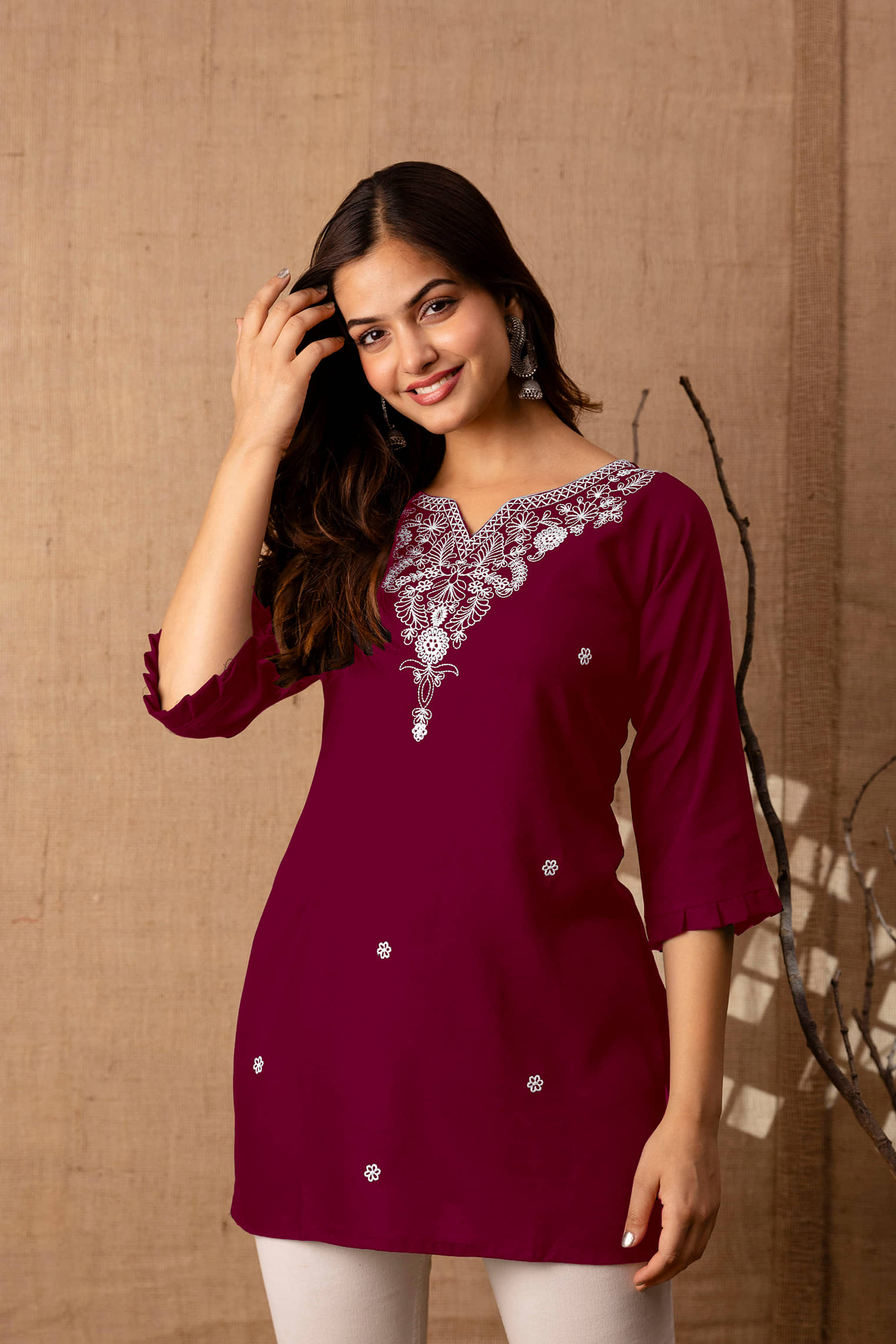 Kapadia Women's Rayon Regular Top ( Maroon )