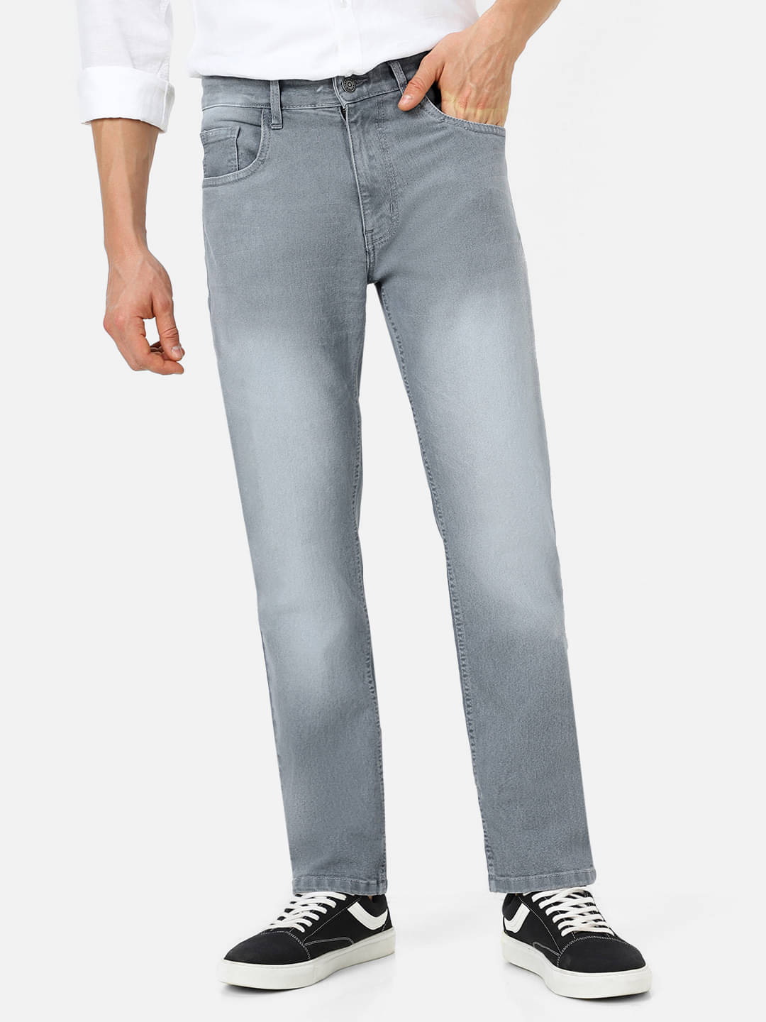 Urbano Fashion Regular Fit Faded Men's Jeans - Light Grey ( Pack of 1 ) Urbano Fashion Regular Fit Faded Men's Jeans - Light Grey ( Pack of 1 )
